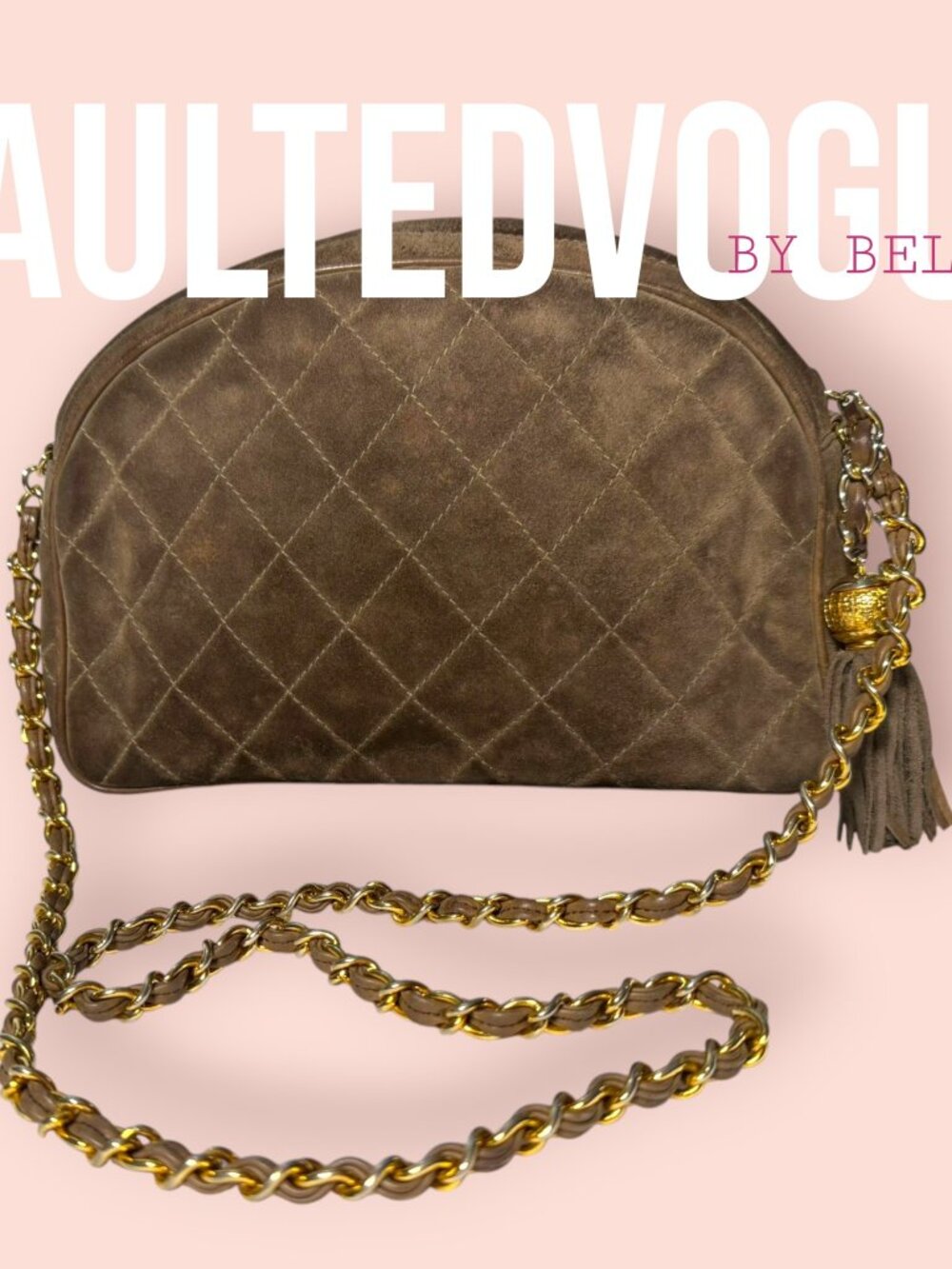 Vintage Chanel Quilted Suede Tassel Crossbody 🤎 Rare Classic